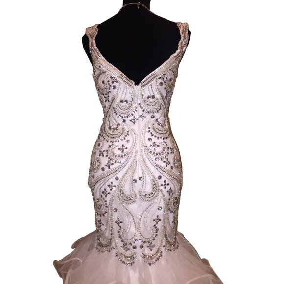 Luxury Designer Couture Wedding Evening Runway Prom Pageant Glamorous Gown Dress - Picture 16 of 16